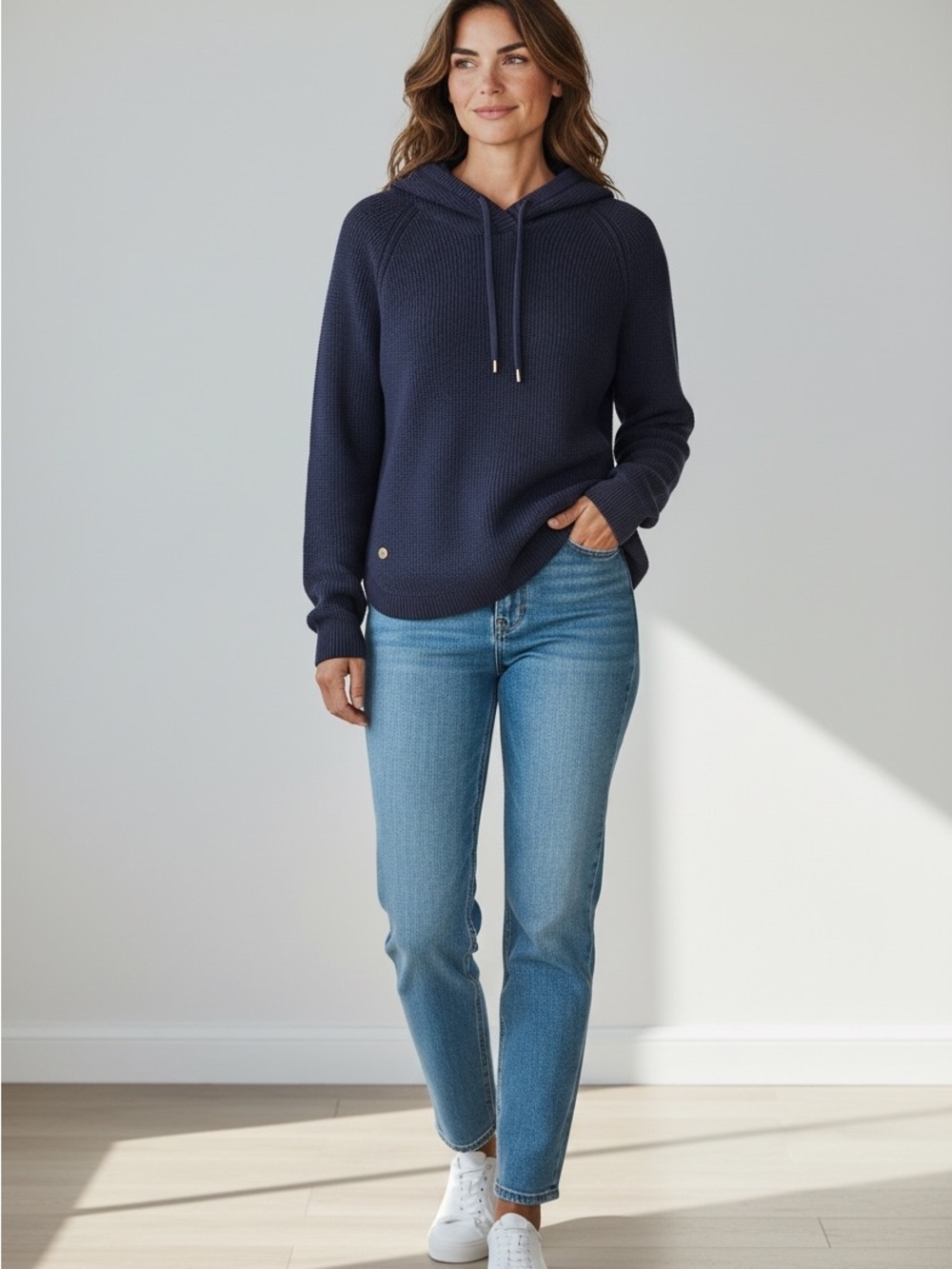 Lauren Ralph Lauren Navy Knit Hooded Pullover